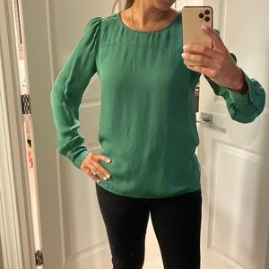 JCrew silk emerald green blouse, size 6